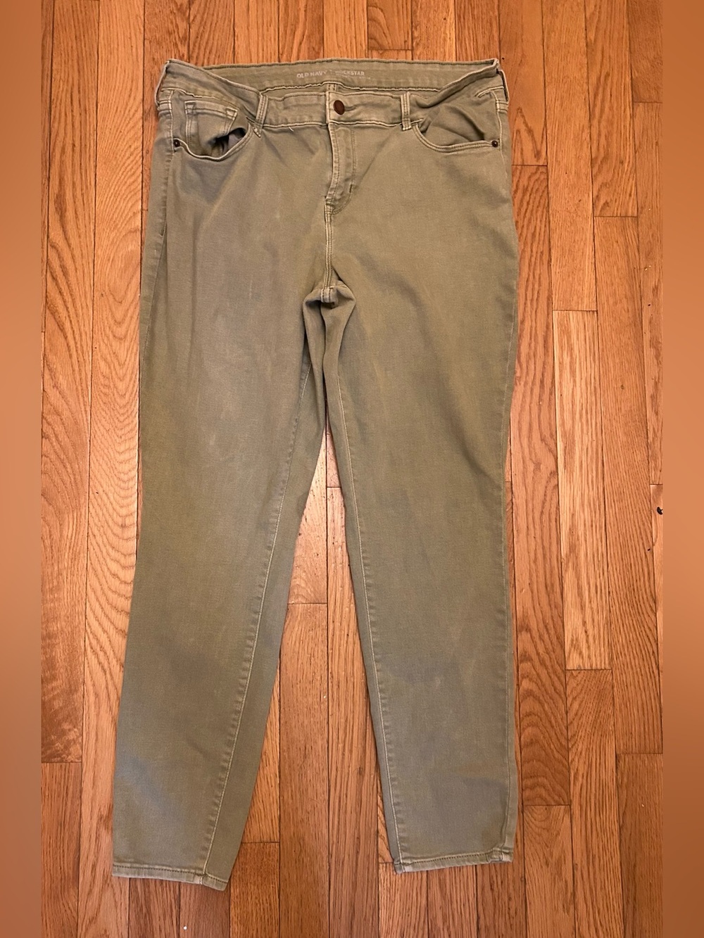 Old Navy Olive Green Mineral Wash Rock Star Skinny Jeans Size 14